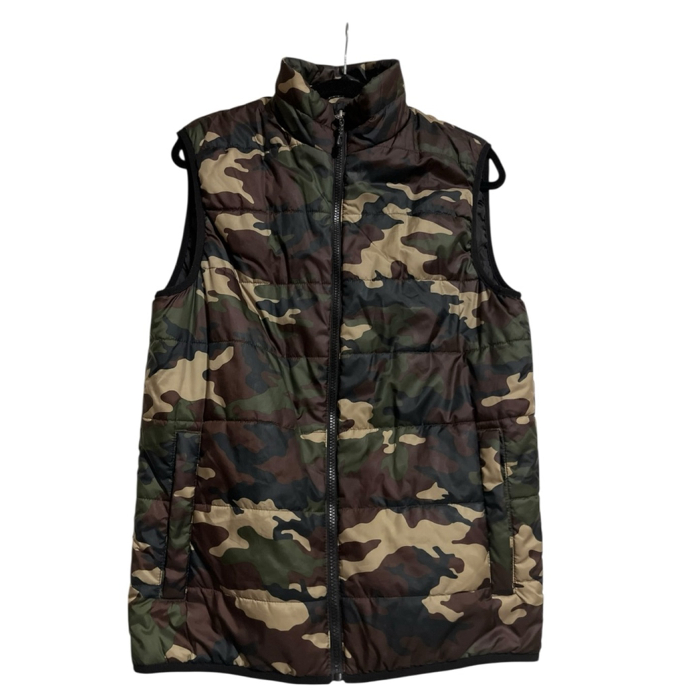 EUC Men's SWISS TECH Camo Puffer Vest S Green Brown